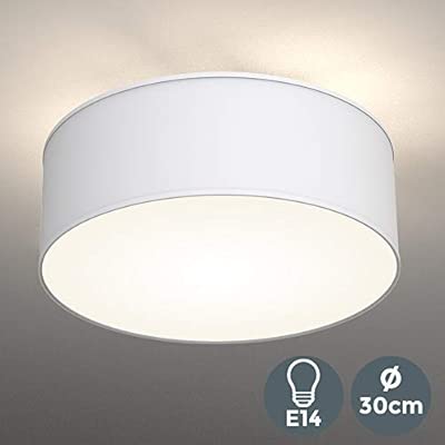 B K Licht Bedroom Ceiling Lamp Shade White Fabric Flush Mount