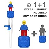 Brick Figure Training Chopsticks for Toddler Kid Children (NON-TOXIC MATERIAL USED PRODUCT) / Lego Brick Compatible (Right hand) (Blue)