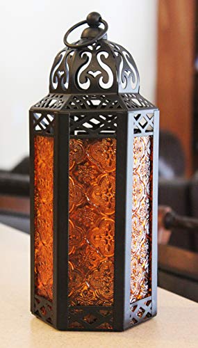 2 Amber+Glass+Moroccan+Candle+Lantern
