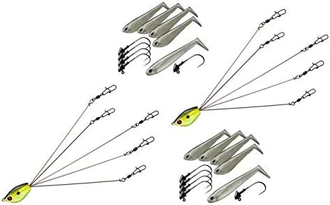 (2) NEW YUM Foxy Lady Fishing Lures YUMBRELLA 5 Wire Multi-Rigs + Money Minnows