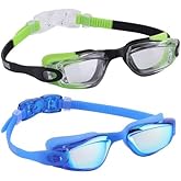 Aegend Swim Goggles for Kids Youth 3-14 Anti-Fog Anti-UV Comfort Fit Goggles for Swimming