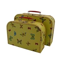 kidSTYLE Cargo Vintage Travelers Mini Suitcases, Set of 3, Butterfly Print