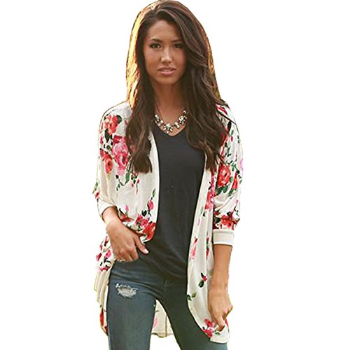 Kk More 2018 Womens Boho Chiffon Kimono Floral Print Beach