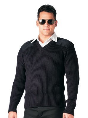 Rothco Acrylic V-Neck Sweater, Black, XX-Large