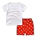 AJia Kids 2 Piece Short Sleeve Shirt and Shorts for 1 to 5 Years Olds Little Boy (3t, White/Red)