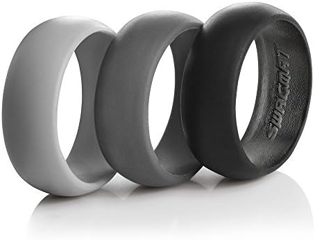 SwagmatSilicone Wedding Ring for Men and Women - 7 Packs 3 Packs and Singles - Black, Grays and Blue Rubber Wedding Bands for Men - 8.7 millimeters Wide
