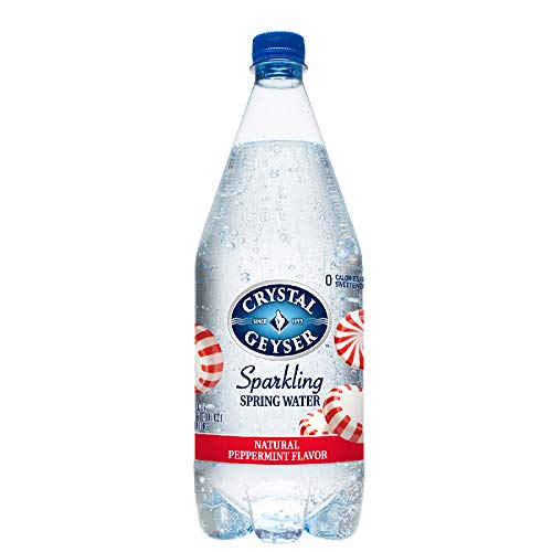 Crystal Geyser Sparkling Spring Water, Peppermint, 1.25 Liter PET Bottles, No Artificial Ingredients, Sweeteners, Calorie Free, 12 count (Pack of 1)