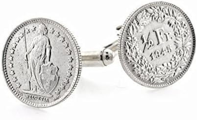 Silver Swiss Coin Cufflinks with Sterling Silver Actions. Made in the USA