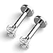 PiercingJ 2-4pcs 16g 316L Stainless Steel 3mm Cubic Zirconia Labret Monroe Lip Ring/ Tragus/ Helix Earring,6-12mm Bar Length