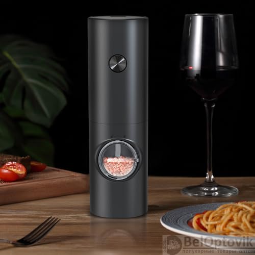 Kit 2 Moedor de Pimenta Elétrico Automático – Ajuste de Moagem, Luz LED, Recipiente Transparente para Sal, Pimenta e Temperos | Ideal para Cozinha e Churrasco Pilha Premium