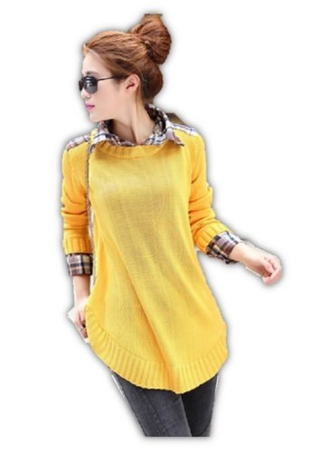 モダンファッションスタイル 50 ニット シャツ 重ね着 襟 レディース