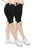 iLoveSIA 2PACK Women's Tight Capri Yoga Workout Short Legging US Size L Black+Black