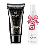 Black Mask, Charcoal Peel Off Mask, Off Mask, Blackhead Remover Mask, MagiForet Purifying Peel-off Mask Deep Cleansing Activated Charcoal Face Mask Treatment Oil Control 60g Rosewater Spray 30ml
