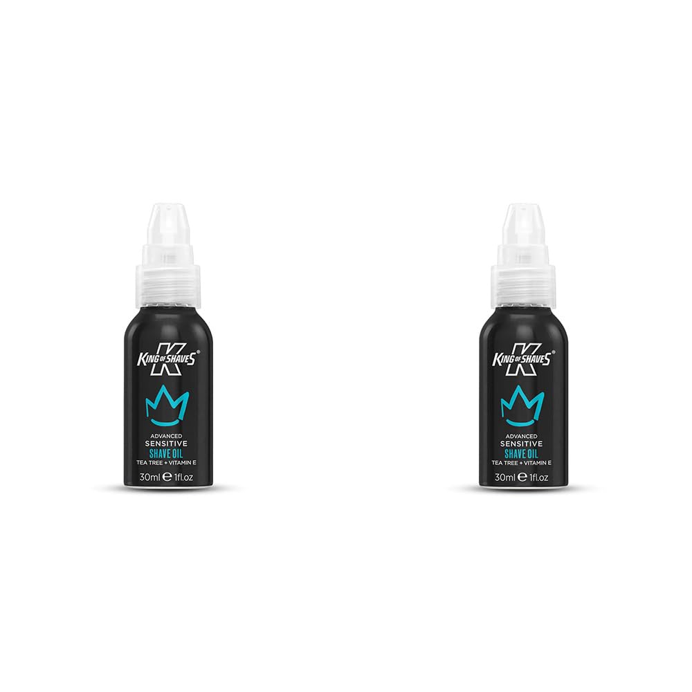 King of Shaves Advanced Sensitive Shaving Oil For Men With Handy Pump, For A Close and Comfortable Shave, Shave Oil For Men, 2x30ml