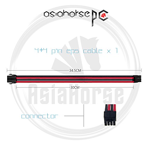 Asiahorse Customization Mod Sleeve Extension Power Supply Cable Kit 18AWG ATX/EPS/8-pin PCI-E/6-pin PCI-E (RED Mix)