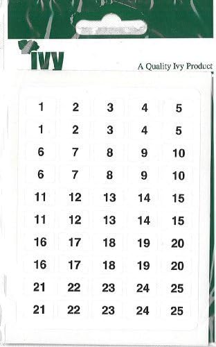 Ivy Stickers White 1-200 numbered self adhesive Labels 8x13 mm, 231030, 8 x 13 millimetres