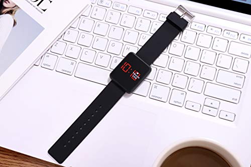 WUTAN Women's Sport Touch Screen Led Digital Watch Stylish Outdoor Electronic Watches for Mens Womens Teens Boys Girls Unisex with Silicone Band Black
