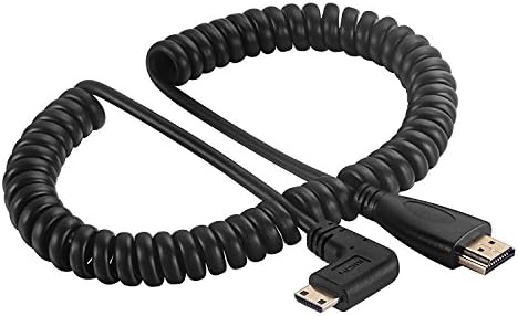 Guamar Mini HDMI Male to HDMI Male Right-Angled High Speed HDMI Cable Braided Cord-Ultra High Speed 18Gbps-Gold Plated Connectors-Ethernet&amp;Audio Return-Video Stretched length 50cm to 2m