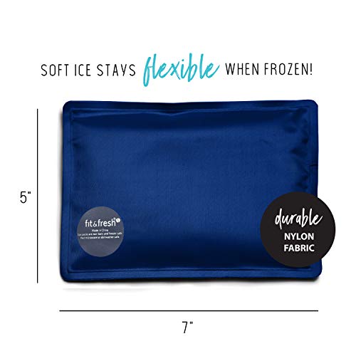 Fit & Fresh Cool Coolers Reusable & Flexible Soft Ice Packs, 2PK, Navy
