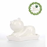 Vencer Mini Ceramic Decorative Small Cub Cat Plant Flower Pot with Saucer Tray,Office Desktop Potted Stand,Home & Office Decor Accent,Ideal for Small Succulent,White,VF-005