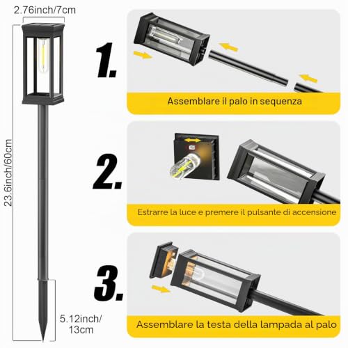Amzxart Illuminazione solare per esterni, illuminazione solare, illuminazione per paesaggi a energia solare, confezione da 2 luci solari per esterni, illuminazione solare da giardino per cortile