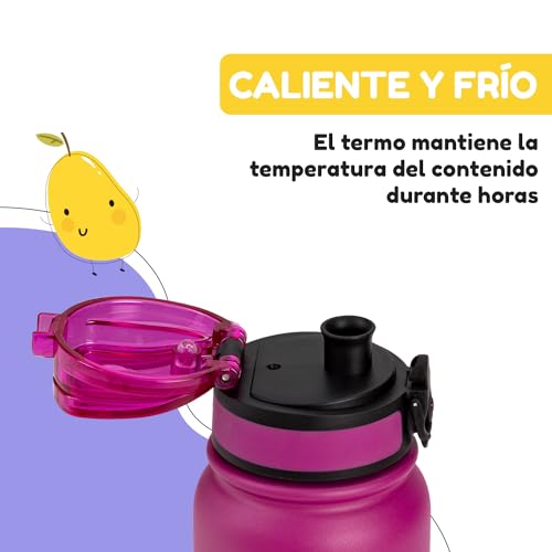 Schmatzfatz Klarstein Children's Thermal Water Bottle Non-Drip for Cold and Hot Water, Water Bottles for Boys and Girls, BPA Free, Metal Bottle for Boys and Girls, Thermos Water Bottle
