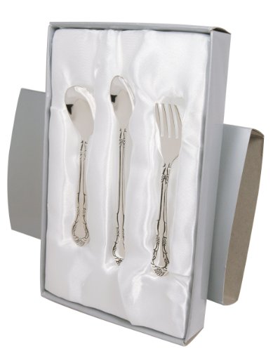 Stephan Baby Keepsake 3 Piece Silver Plated Feeding Set in Satin-Lined Gift Box - Thumbnail 2