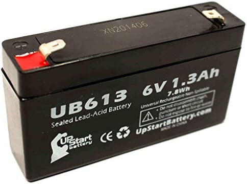 Replacement for MASIMO Radical 8 Battery - Replacement UB613 Universal Sealed Lead Acid Battery (6V, 1.3Ah, 1300mAh, F1 Terminal, AGM, SLA) - Includes Two F1 to F2 Terminal Adapters