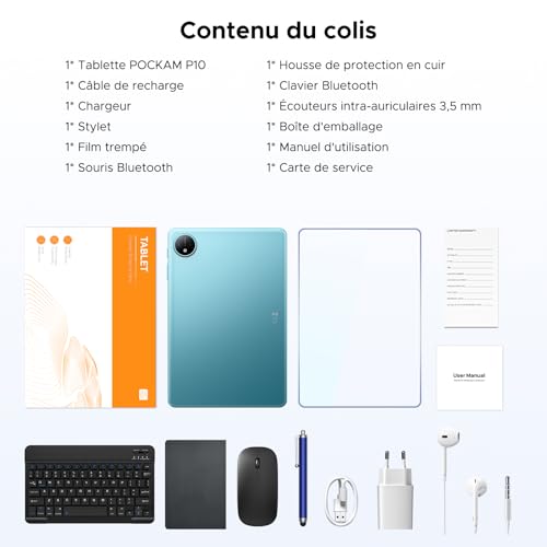 P10 Tablets Android, Tablet 10 Pulgadas, 90Hz Display, 7000mAh Tablet Android 16 con Gemini AI, 48GB RAM+128GB ROM, T310 CPU, 8MP+5MP, Widevine L1, Bluetooth 5.0, Face ID, Tablet con Teclado, Azul