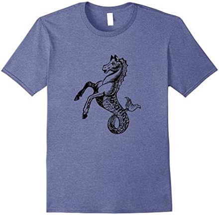 Mens Hippocampus Seahorse Greek Myth T-shirt Large Heather Blue