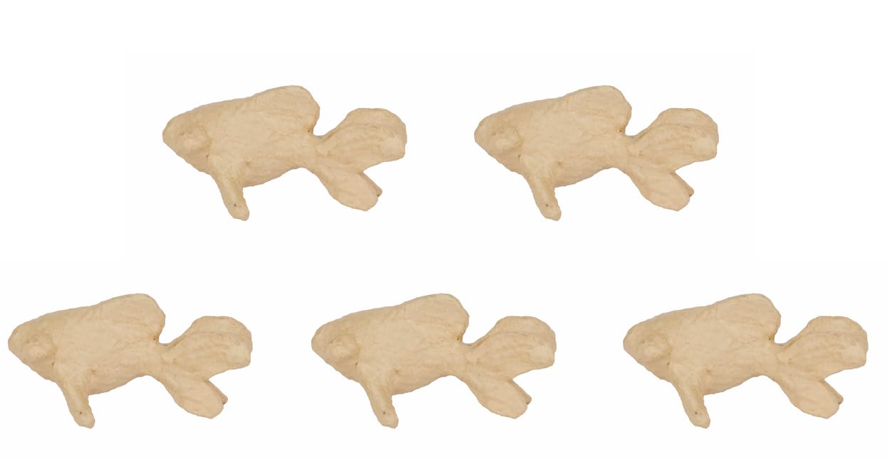 Décopatch AP114Opack - Un lot de 5 Supports en Papier brun pulpé 12x7x7 cm, Poisson