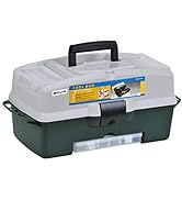 MEIJIA Portable Fishing Tackle Box, Outdoor Cantilever 2-Tray Fish Accessory Case With Removable ...