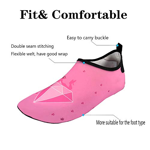 Water Socks Swim Socks for Womens Mens Kids Quick-Dry Aqua Water Shoes Barefoot for Beach Pool Surf Yoga Exercise, Pink, 6.5-7 M US Women/ 5.5-6 M US Men - Thumbnail 2