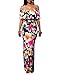 VintageRose Elegant Flowers Off Shoulder Ruffle Plain Bodycon Long Party Maxi Dress