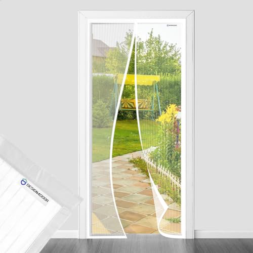 Fliegengitter tür 175x215cm, design4door Fliegengitter Balkontür Weiß, Keine Stechmücken, Gesundes Leben