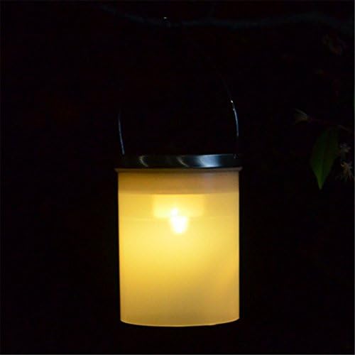 Garden Nightlight Lamp Solar Power Hanging LED Hanging Cylinder Lanterns LED Landscape Path Outdoor Light (White)