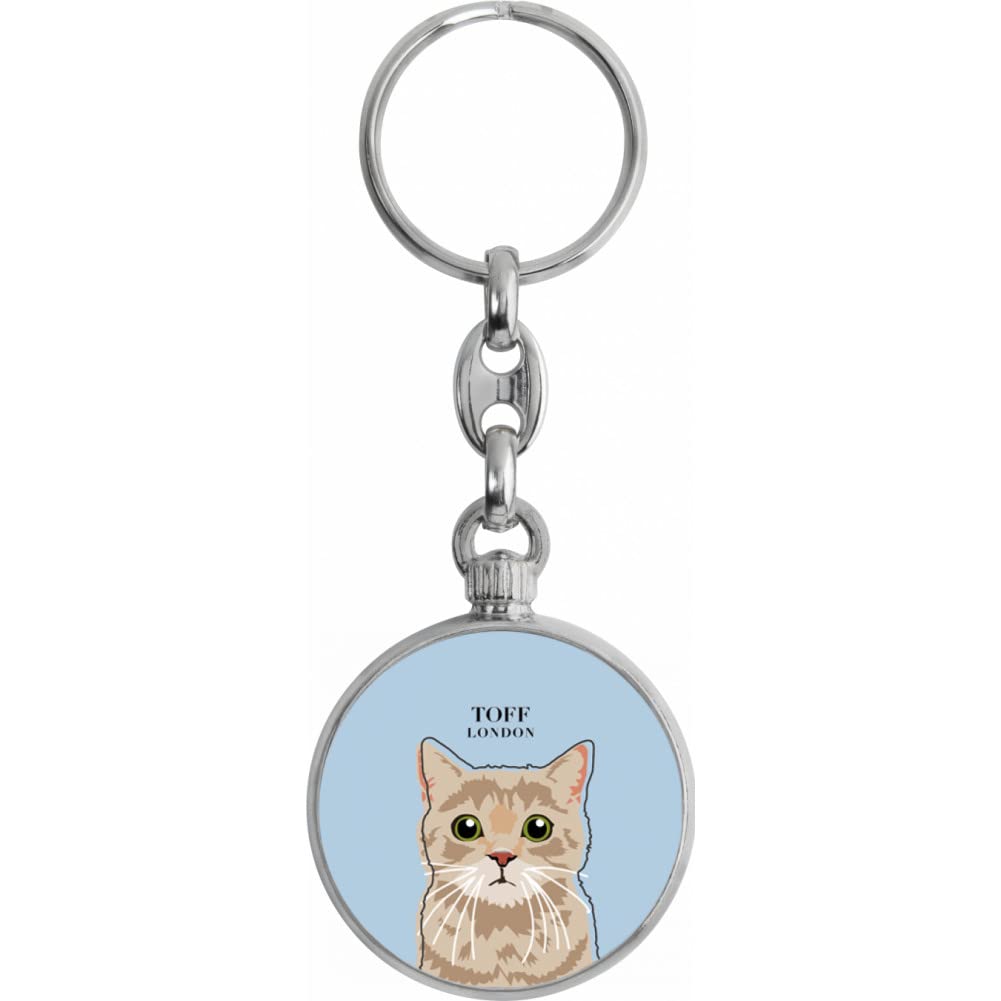 Toff London Beige Tabby Cat Head Keyring
