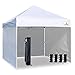 Keymaya 10'x10' Ez Pop Up Canopy Tent Commercial Instant Shelter with 4 Removable sidewalls Bonus Weight Bag 4-pc Pack (Bleached White)