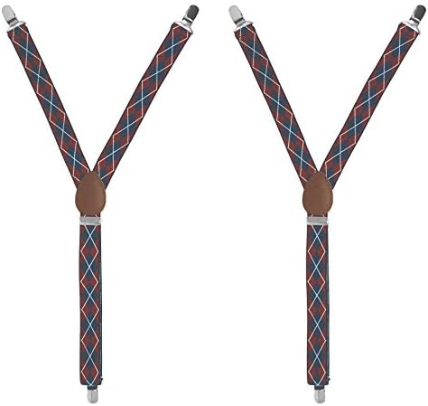 Argyle Design Shirt Stays – Y Style (Navy &amp; Maroon - Argyle Pattern)