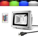 RC 10W Waterproof RGB LED Flood Light with 24Key IR Remote and US 3-Plug