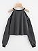 Romwe Women’s Open Cold Shoulder Top Long Sleeve Heathered Pullover Tee Shirt