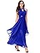Noctflos Chiffon Elegant Maxi Cocktail Evening Dress For Women Party Wedding Royal Blue Small