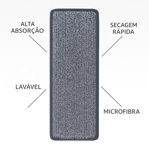 Kit 4 Refil Microfibra Mop Spray Mop Flat Rodo Reutilizável Lavável Limpeza Prática Casa Chão Utilidade Doméstica Premium