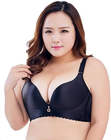 Women Push up Bra Plus Size Wireless Plunge No Side Effects Wide Back Band 32-50 C D DD