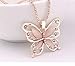 Fashion Womens Lady Rose Gold Opal Butterfly Pendant Necklace Sweater Chain Hot