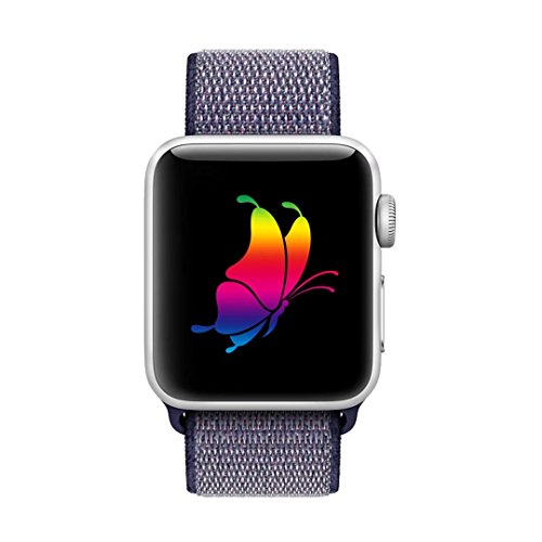 Yunsea For Apple Watch Band, New Nylon Sport Loop, with Hook and Loop Fastener, Adjustable Closure Wrist Strap, Replacement Band for iwatch, 42mm, Midnight Blue