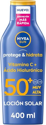SUN Protege & Hidrata - Leche Solar FP50+ - Protector Solar Corporal - Protección UVA/UVB - Loción Resistente al Agua - Hidratación 48h - Con Pantenol y Glicerina - Todo Tipo de Piel - 400 ml