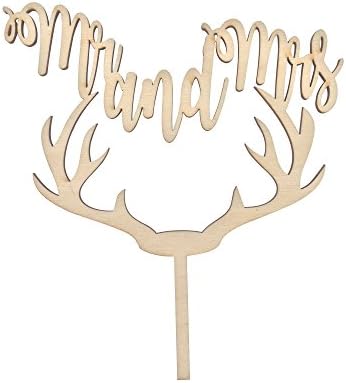 Deer Antler, Mr. and Mrs, Rustic Wedding Cake Topper