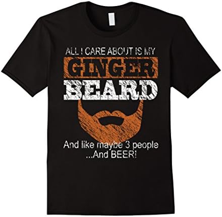 Men's All I Care About is My Ginger Beard &amp; Beer Funny T Shirt XL Black