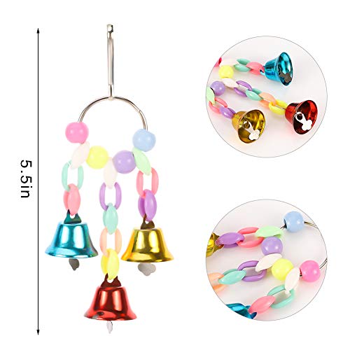 Dutch Brook Bird Swing Chewing Toys, 7 Packs Parakeet Bird Cage Toys Swing Chewing Hanging Parrot Perches with Bell,Wooden Ladder Hammock for Cockatiels,Budgie and Lovely Birds